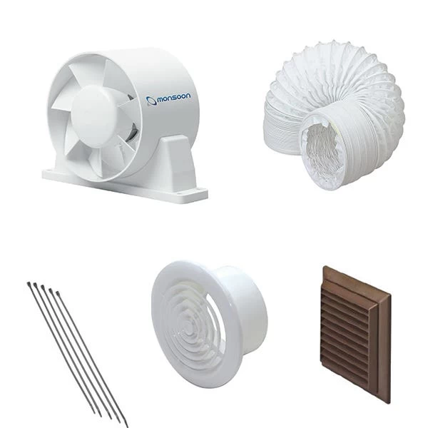 Monsoon 100mm Axial In-Line Fan Inc Timer / Ceiling Kit (B1DTTK-WH) 3 Monsoon 100mm Axial In-Line Fan Inc Timer / Ceiling Kit (B1DTTK-WH)